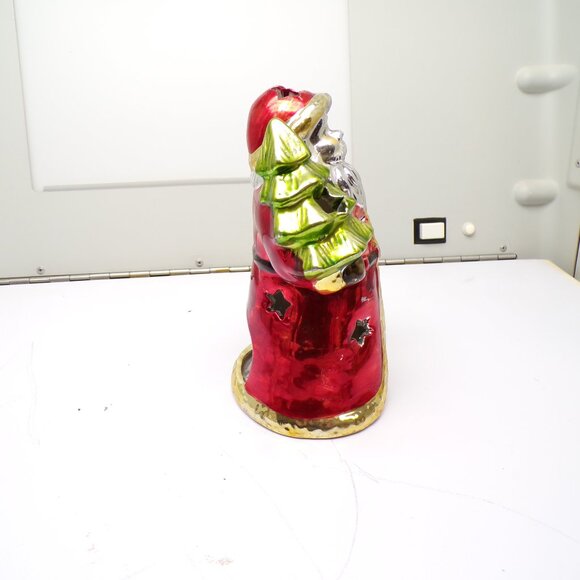 6" Tealight Candleholder Shiny Santa - Picture 4 of 4